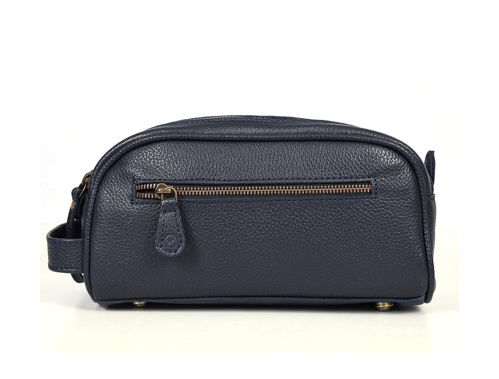 10" Premium Leather Toiletry Travel Pouch With Waterproof Lining | King-Size Handcrafted Vintage Dopp - Kit Gift for Father's Day By Aaron Leather Goods