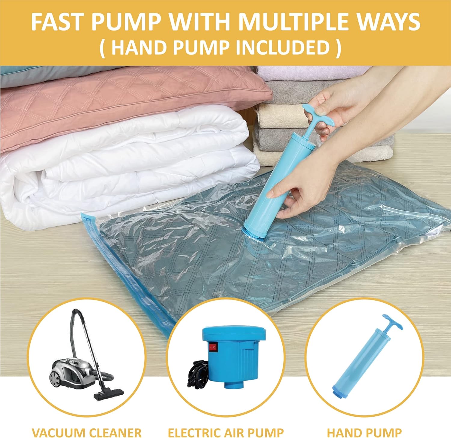 10 Medium Vaccum Storage Bags, Space Saver Vacuum Storage Bags Medium, Space Bags, Vacuum Seal Bags for Clothes with Travel Hand Pump