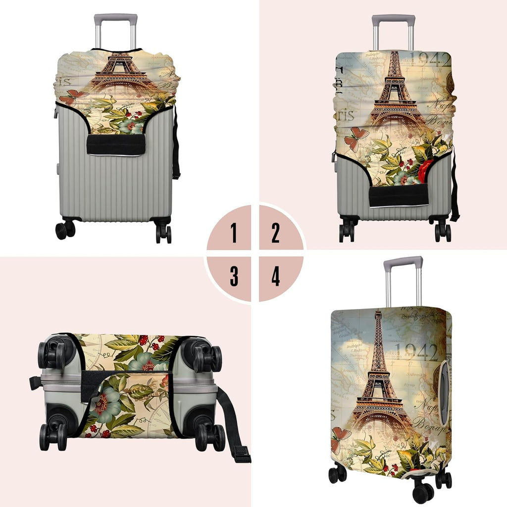 Travel Luggage Cover Suitcase Protector Fits 18-32 Inch Wheel Covers PatternedTravel Related Items Flower Luggage Protector Elastic L