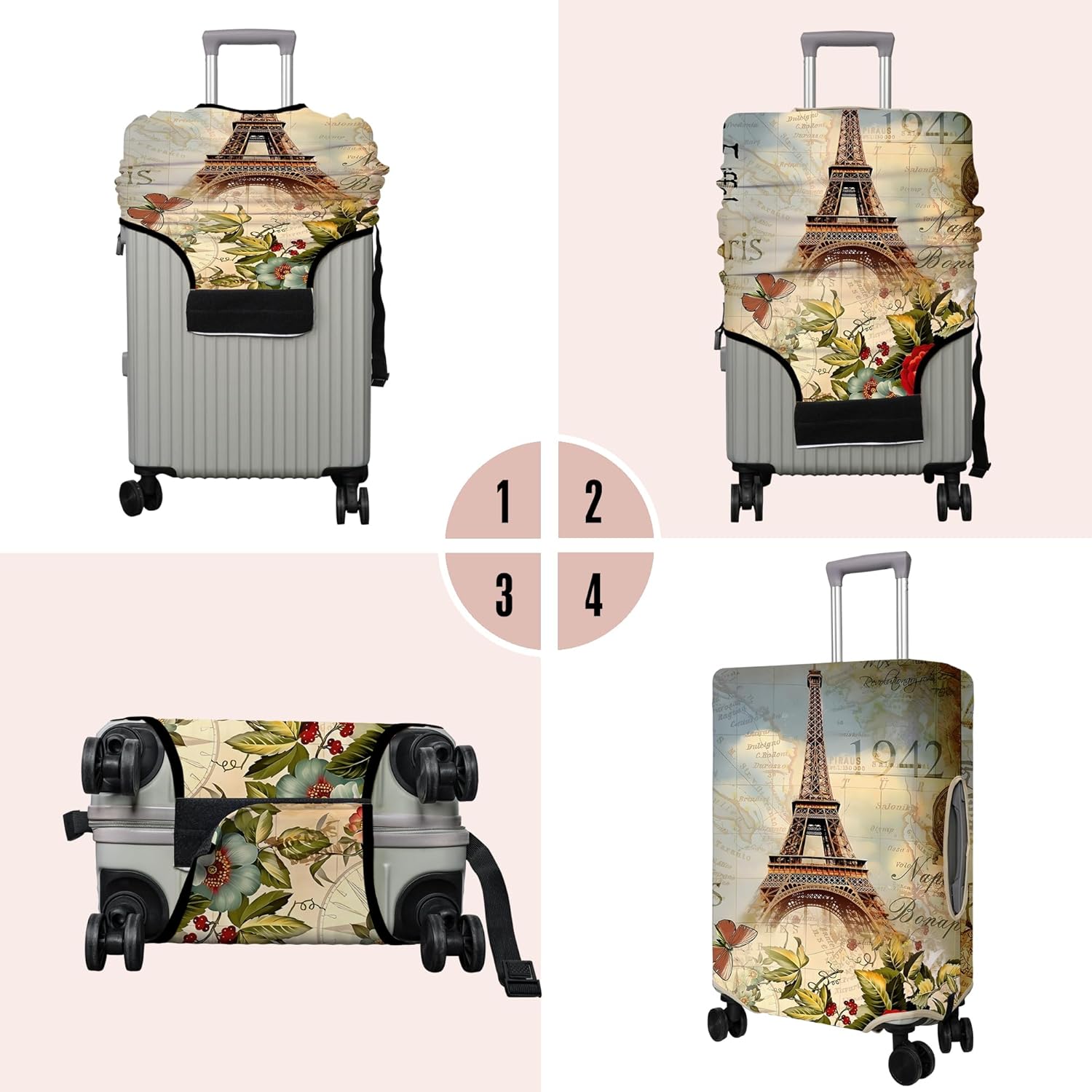 Travel Luggage Cover Suitcase Protector Fits 18-32 Inch Wheel Covers PatternedTravel Related Items Flower Luggage Protector Elastic XL