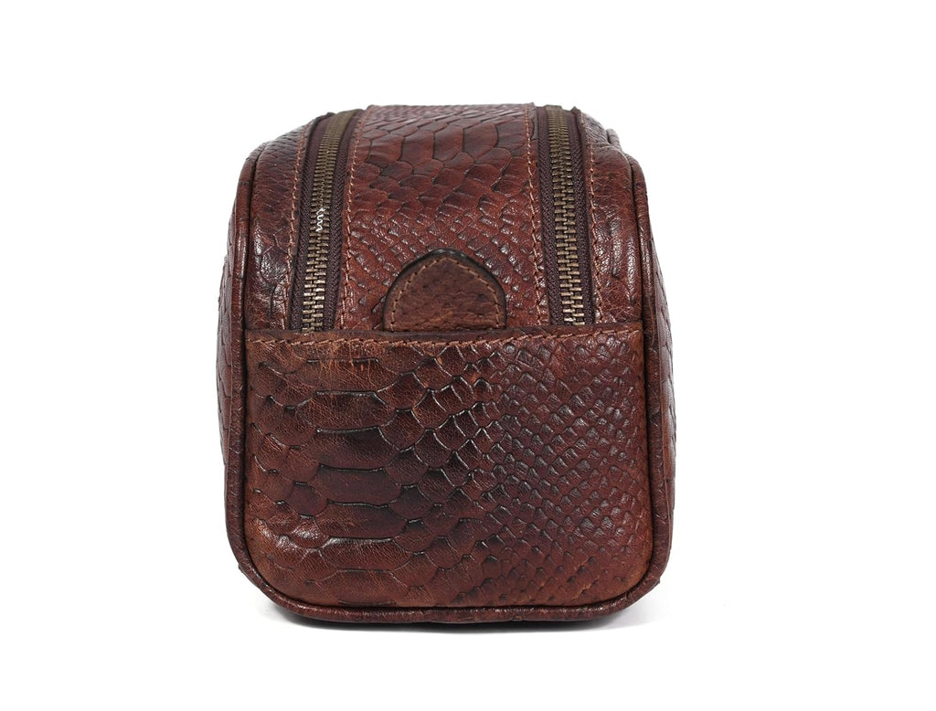 10" Premium Leather Toiletry Travel Pouch With Waterproof Lining | King-Size Handcrafted Vintage Dopp - Kit Gift for Father's Day By Aaron Leather Goods