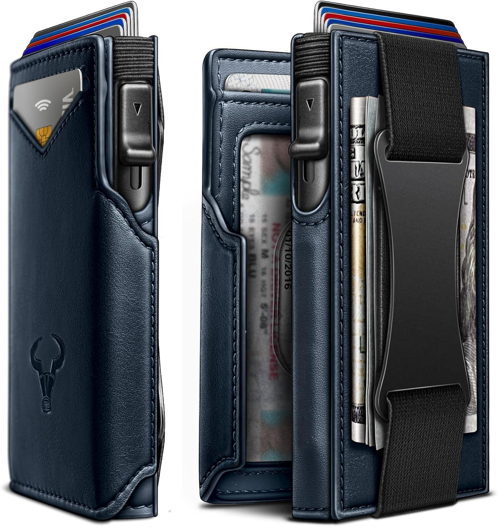 BULLIANT Men Wallet Gift Boxed,Slim Front Pocket Wallet Money Clip Card Holder 3.8"x2.7",Pop-up Access