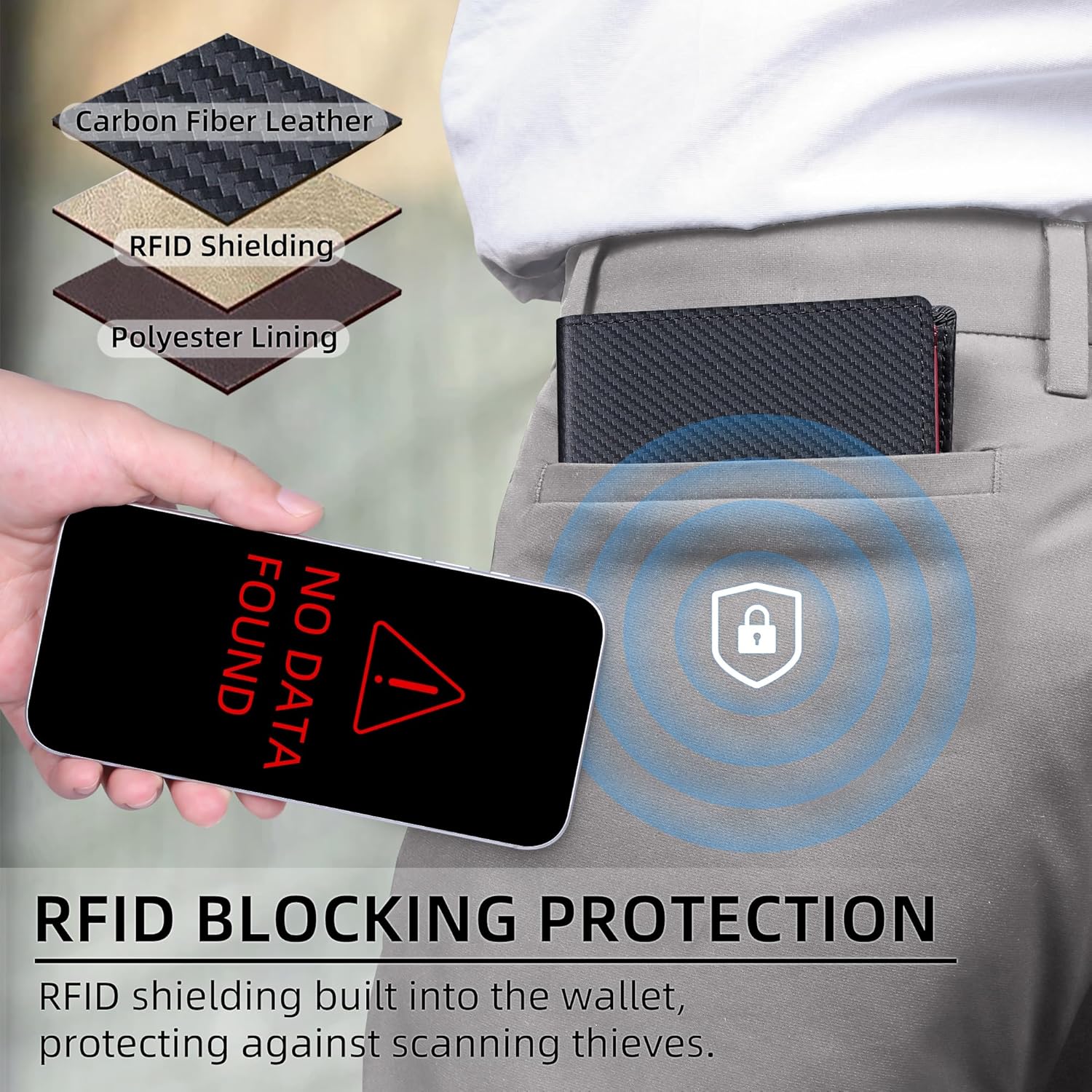 VISOUL Wallet for Men with 2 ID Windows 8 Credit Card Slots 2 Cash Compartments, Carbon Fiber Leather Bifold Mens Wallet with RFID Blocking (Carbon Fiber Black+Burgundy)