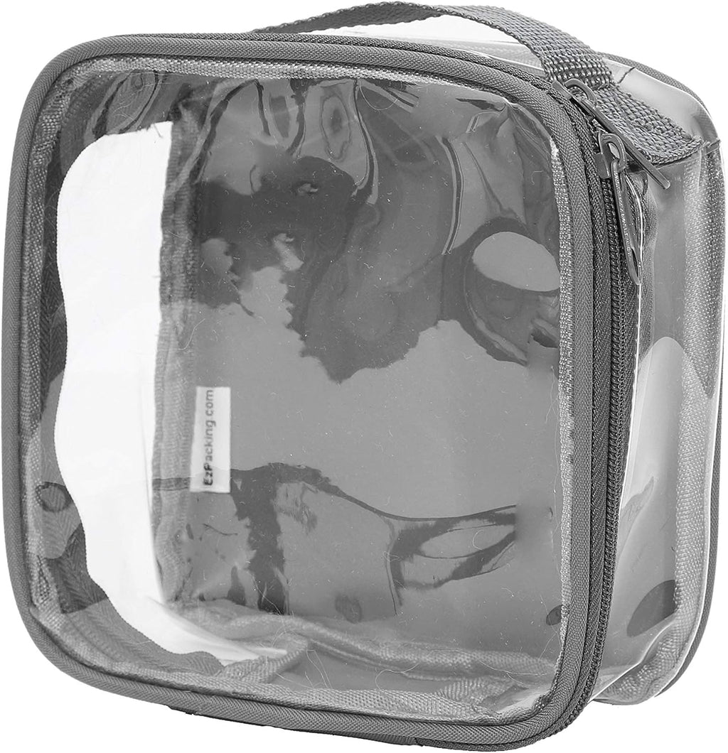 EzPacking Clear TSA Approved 3-1-1 Travel Toiletry Bag for Carry On/Quart Size Transparent Liquids Pouch for Airport Security/Reusable See Through Vinyl & PVC Plastic Organizer Men Women (Gray)