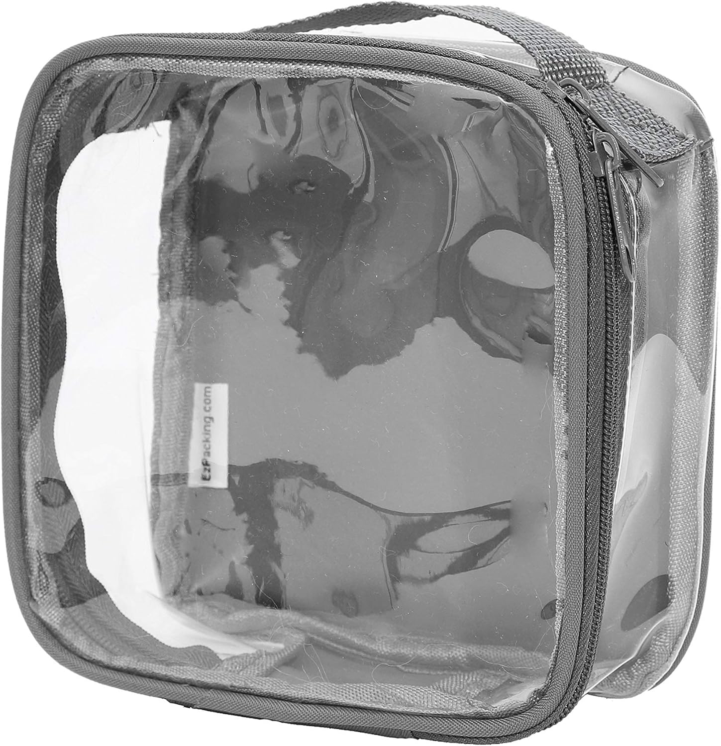 EzPacking Clear TSA Approved 3-1-1 Travel Toiletry Bag for Carry On/Quart Size Transparent Liquids Pouch for Airport Security/Reusable See Through Vinyl & PVC Plastic Organizer Men Women (Gray)
