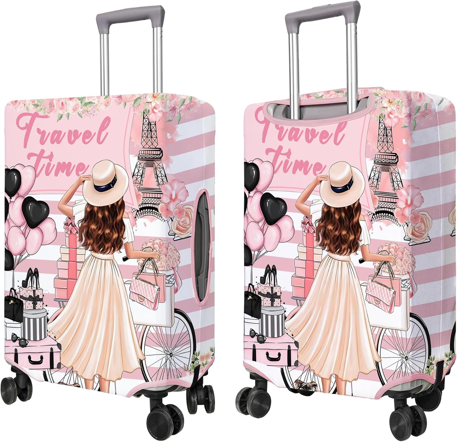 Travel Luggage Cover Suitcase Protector Fits 18-32 Inch Wheel Covers PatternedTravel Related Items Flower Luggage Protector Elastic S