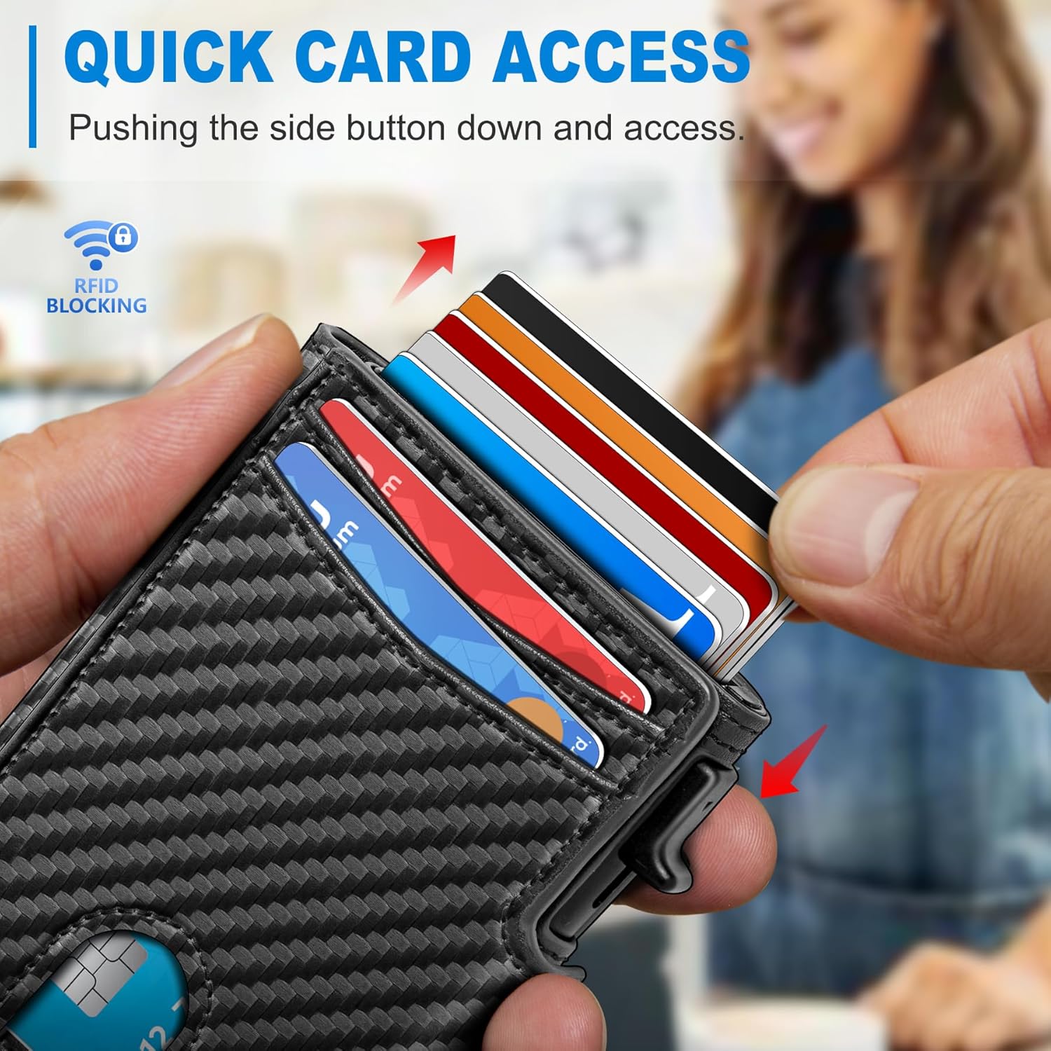 Men Wallet,with Money Clip Coins Pocket ID Window,Slim Front Pocket RFID Blocking Pop-up Card Holder 3.9"x 2.7", Gift Boxed