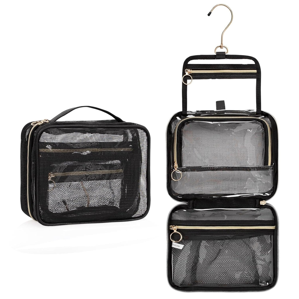 CUBETASTIC Mesh Shower Bag, Hanging Travel Toiletry Bag for Men Women, Portable Quick Dry Shower Organizer Pouch for College Dorm Room Essentials with 3 Compartment