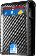 2025 Wallet for Men - RFID Blocking [Functional & Practical] Bifold Slim Minimalist Credit Card Holder Pop Up Wallet Metal Case with Cash Slot, Front Pocket with ID Window, Gift Boxed (Carbon Fiber)