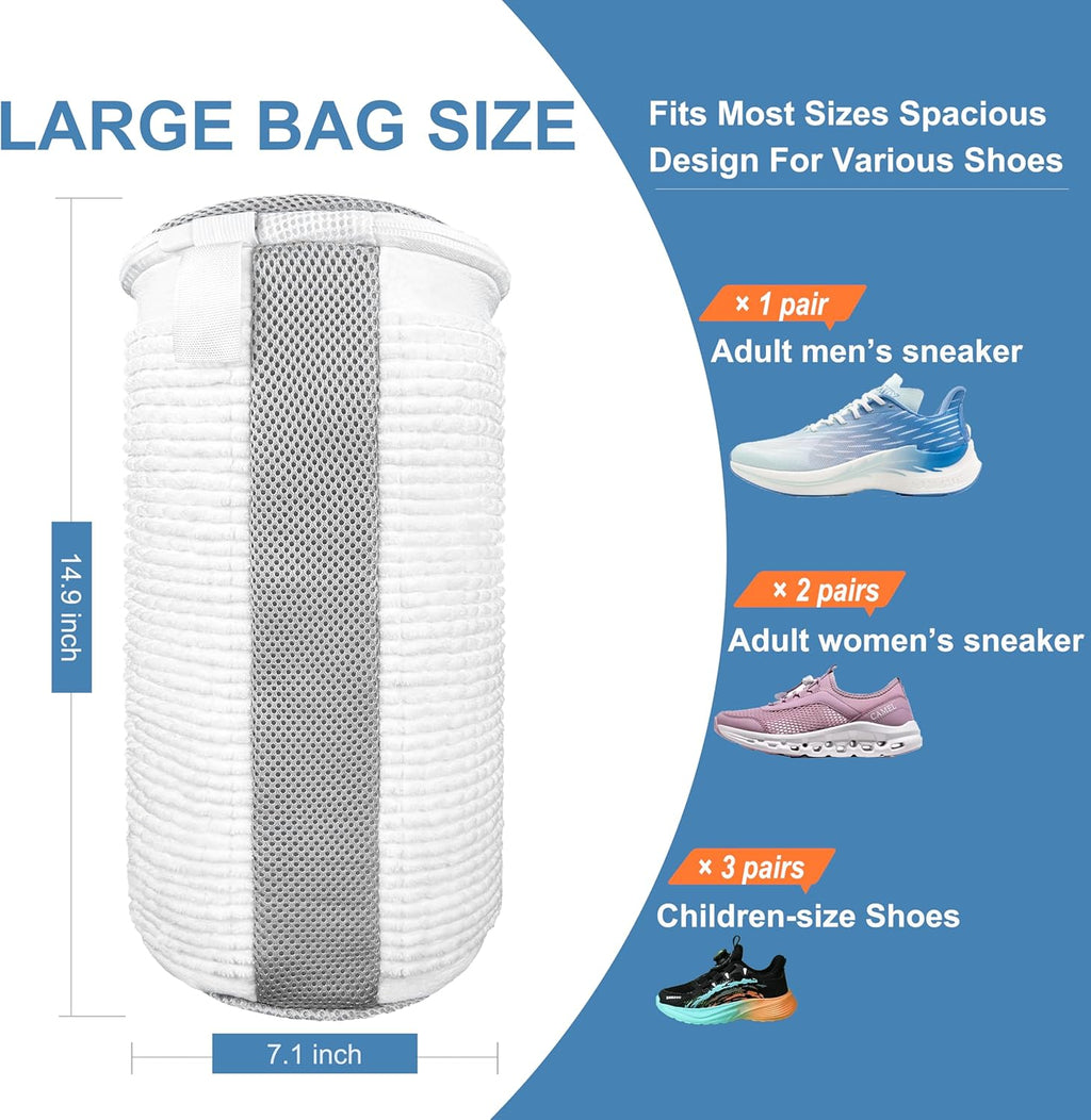 Shoe Washing Machine Bag – 360° Deep Clean Sneaker Laundry Bag with Cleaning Fibers and Zipper, Reusable Shoe Bag for Washing Machine, 2 Pack