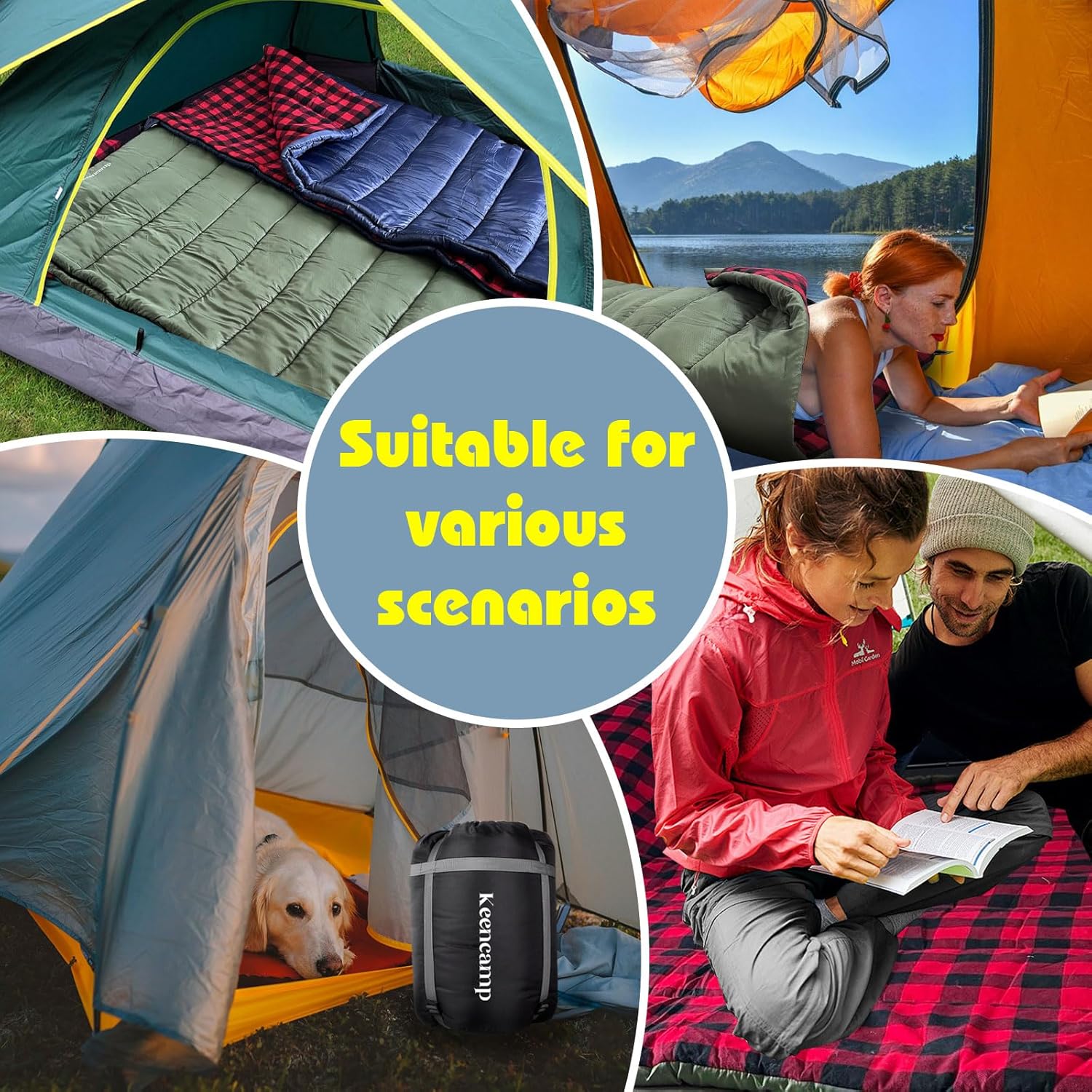 0 Degree Sleeping Bag Cotton Flannel Winter Cold Weather for Adults XXL Sleeping Bag 4 Season Big and Tall with Pillow Compression Sack