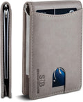 SERMAN BRANDS RFID Blocking Slim Bifold Genuine Leather Minimalist Front Pocket Wallets for Men with Money Clip Thin Gift