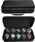 10 slots watch travel case, Hard Portable watch carry storage organizer box, fit watches up to 55mm face