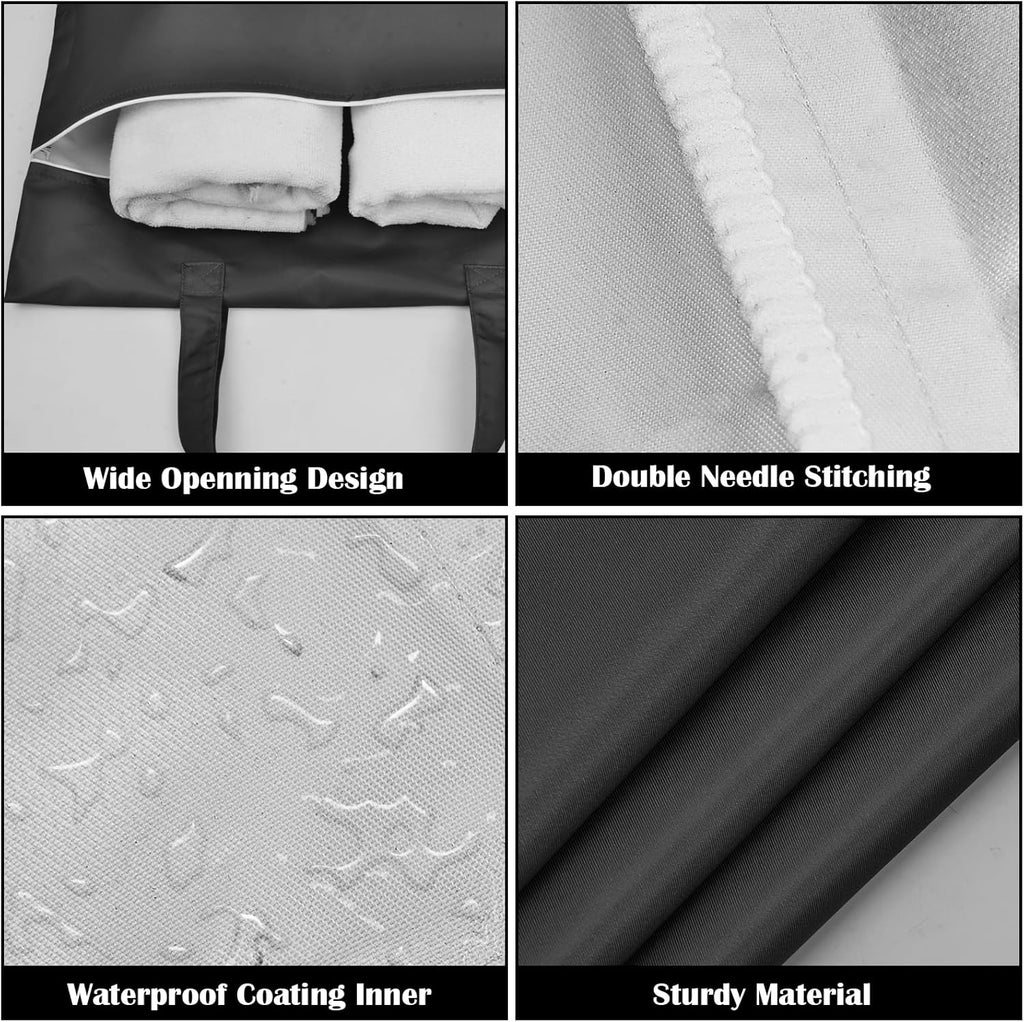 2 Pcs Large Travel Laundry Bag - Washable Waterproof Wet Bag for Dirty Clothes, Swimsuit, Workout, Gym, Swimming Pool, Yoga, College Dorm (Black+Blue)