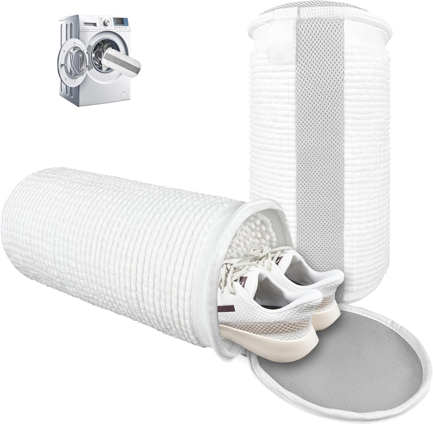 Shoe Washing Machine Bag – 360° Deep Clean Sneaker Laundry Bag with Cleaning Fibers and Zipper, Reusable Shoe Bag for Washing Machine, 2 Pack