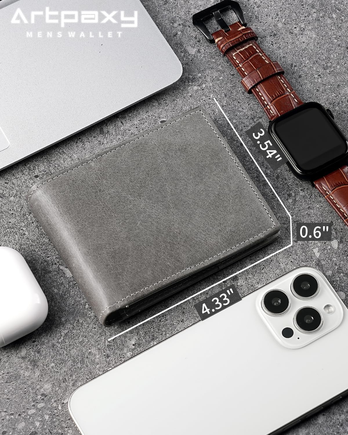 Mens Wallet Bifold Genuine Leather RFID Blocking Wallet for Men with 1 ID Windows 13 Card Holders 2 cash pockets 1 Gift Box