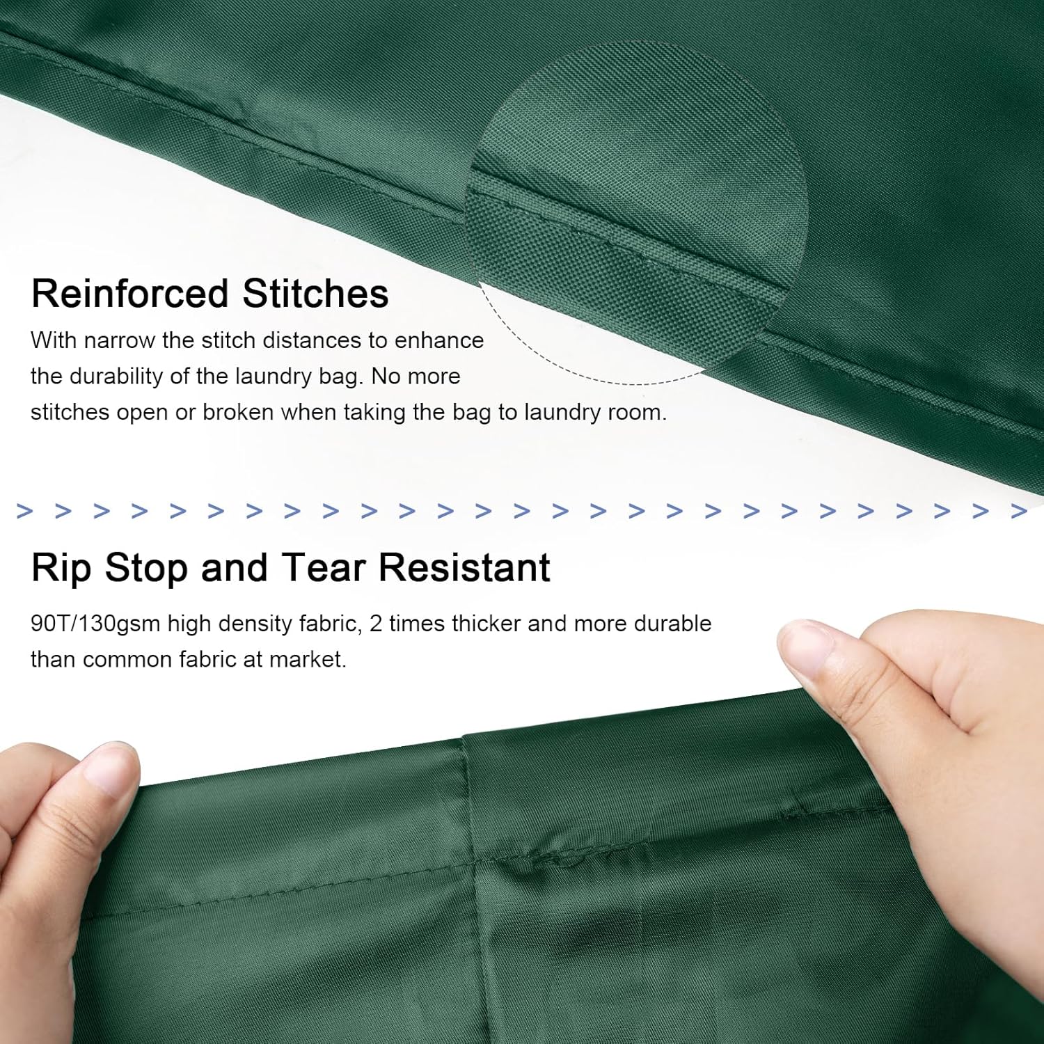 Polecasa Heavy Duty Large Laundry Bag with 130gsm Tear Resistant Fabric and Handles, Easy to Carry Durable Dirty Clothes Drawstring Bag, Perfect for College Dorm,Travel, 28”x36”,Green