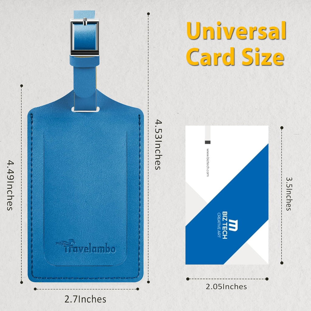 Travelambo Luggage Tags for Suitcases PU Leather Travel Tags Bag Tags Privacy Protection Travel Essentials