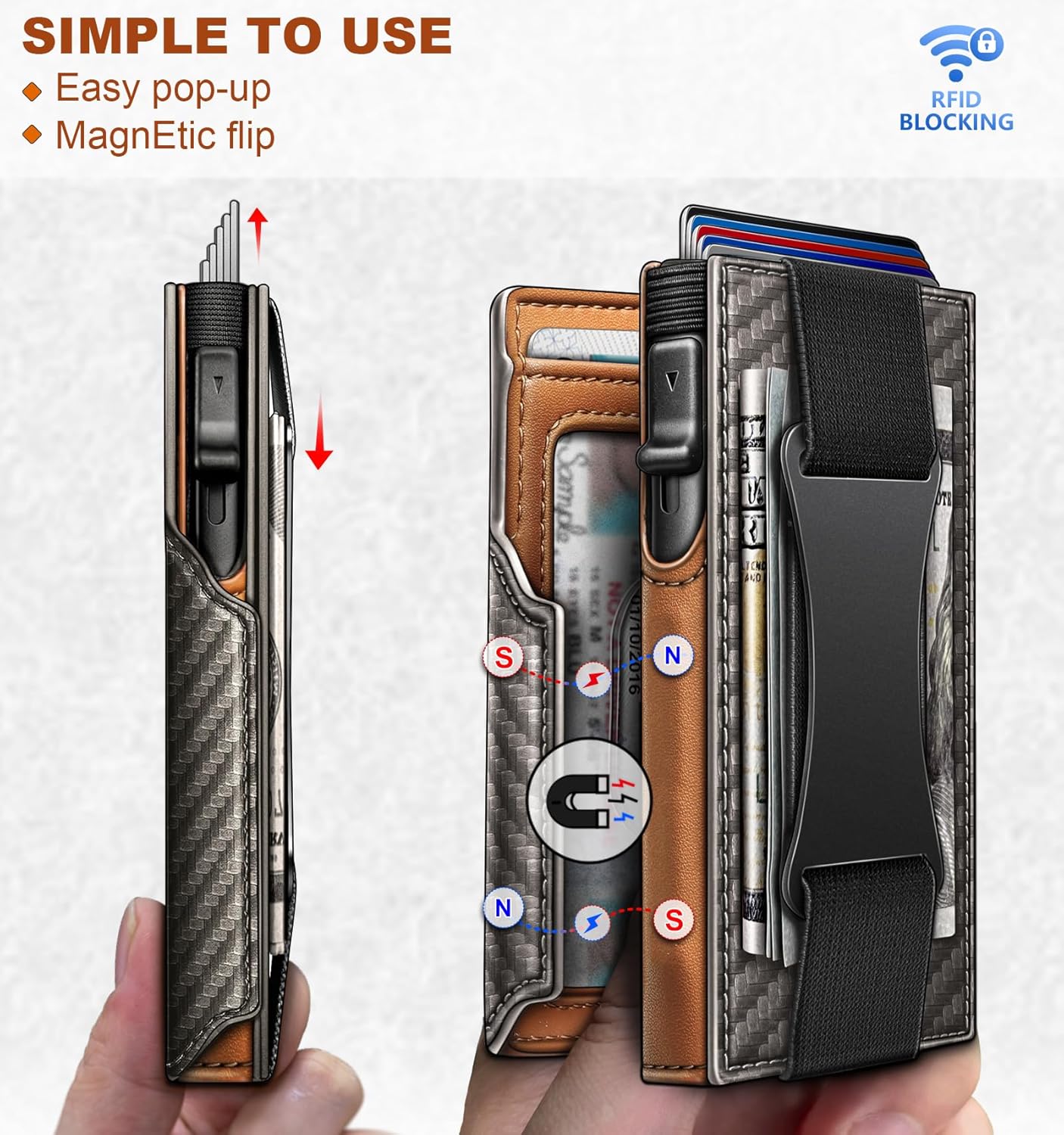 BULLIANT Men Wallet Gift Boxed,Slim Front Pocket Wallet Money Clip Card Holder 3.8"x2.7",Pop-up Access