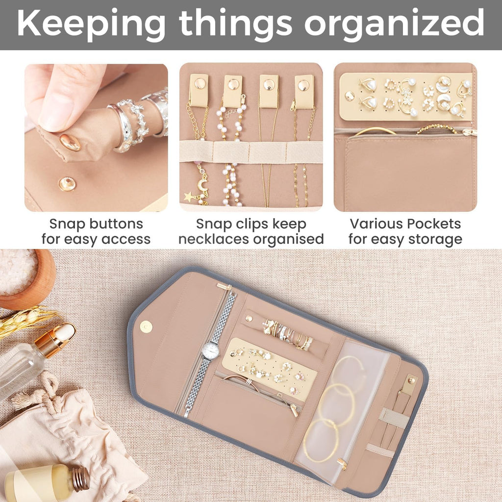 BAGAIL Hanging Toiletry Bag for Women Water-resistant Cosmetic Bag Large Capacity Travel Makeup Organizer for Full-Sized Travel Essentials(Classic+Jewelry Bag, Grey)