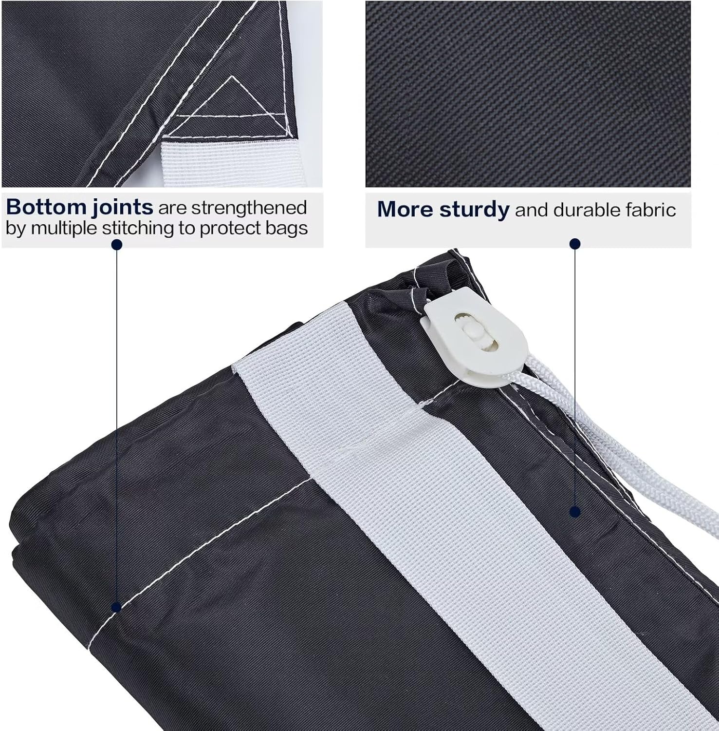 HOMEST 2 Pack XL Nylon Laundry Bag with Strap, Large Dirty Clothes Organizer, Easy Fit a Laundry Hamper or Basket, Can Carry Up to 4 Loads of Laundry, Black and Sky Blue