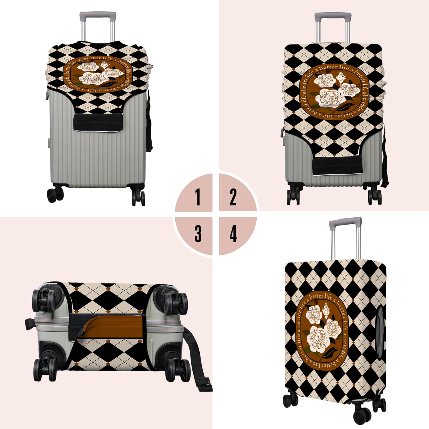Travel Luggage Cover Suitcase Protector Fits 18-32 Inch Wheel Covers PatternedTravel Related Items Flower Luggage Protector Elastic S