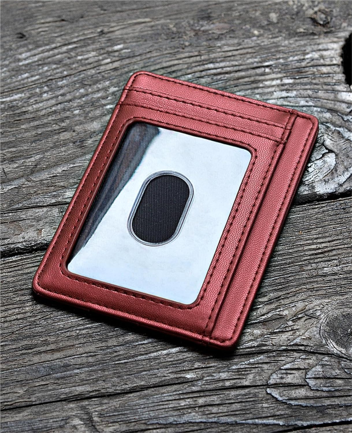 Buffway Slim Minimalist Front Pocket RFID Blocking Leather Wallets for Men and Women - Sand Rose Gold