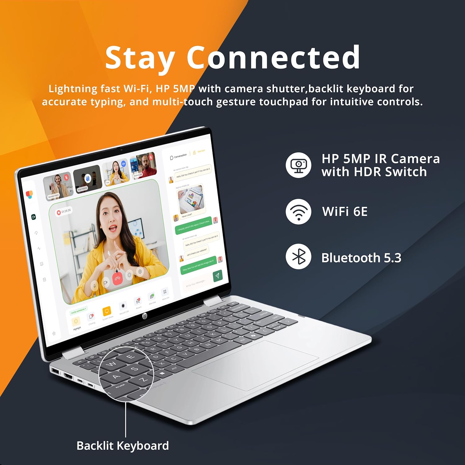 HP OmniBook 5 Flip 2-in-1 14" 2K Touchscreen Laptop, Intel 7 150U, 16GB LPDDR5, 2.16TB Storage(2TB SSD+160GB Docking Station Set), Intel Graphics, Backlit Keyboard, Wi-Fi 6E, Windows 11, Silver