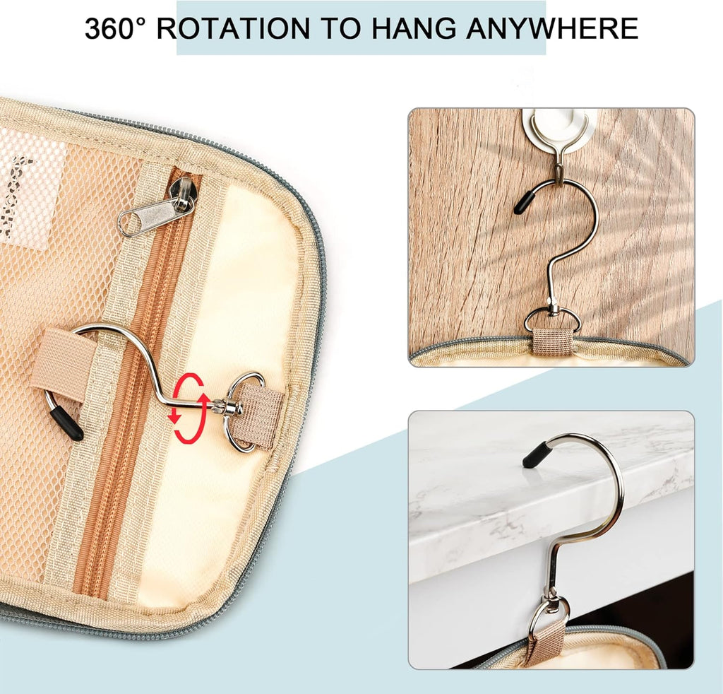 Extra Large Toiletry Bag for Women and Men, 6 Organizer Compartments, Holds Full Size Shampoo, with Hanging Hook Cosmetic Bag, Travel Makeup Bag, Bathroom Water-resistant Toiletries Bag, Blue