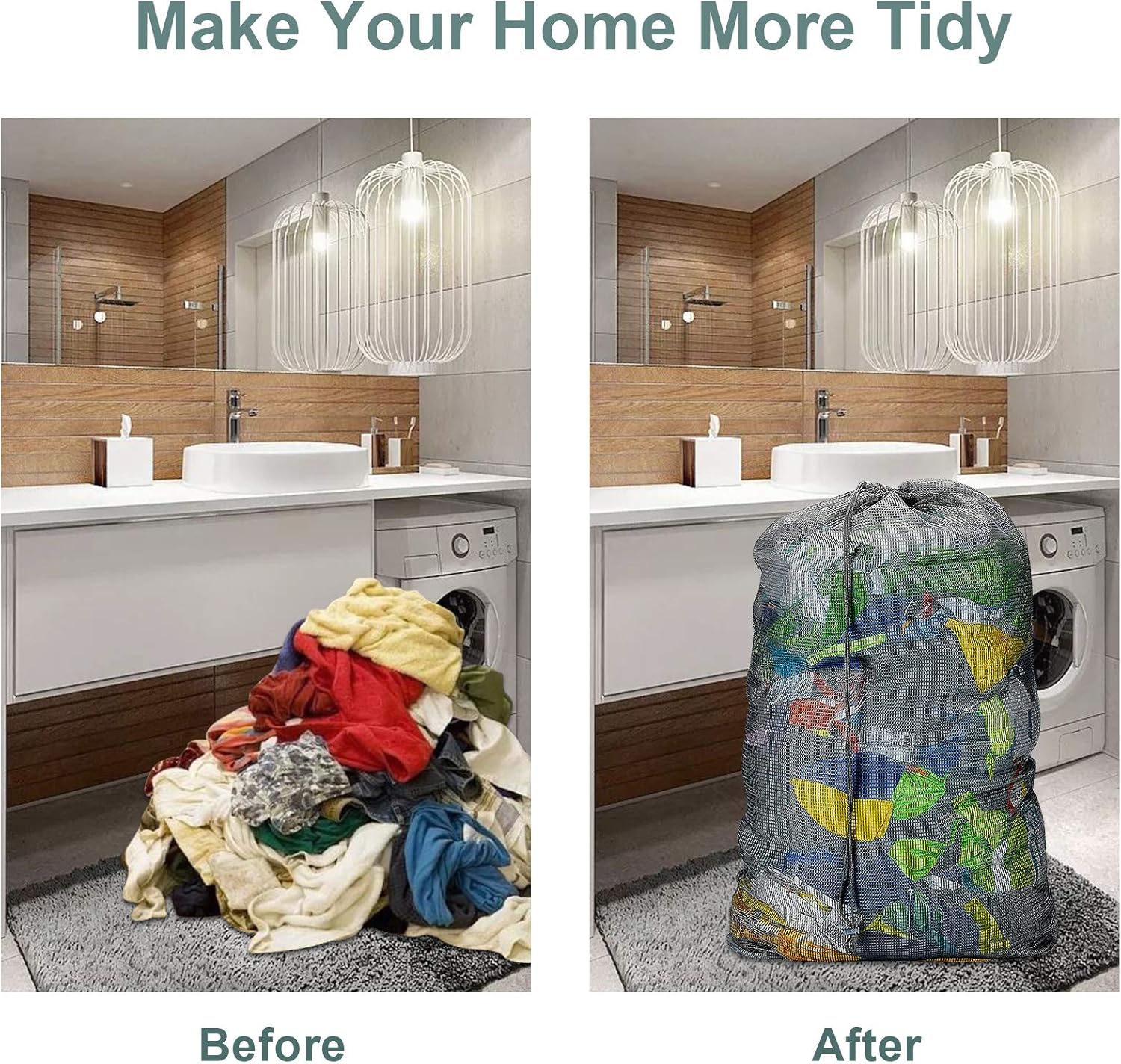 Dalykate Mesh Laundry Bags, 24" x 36", Heavy Duty with Reinforced Handles, Foldable & Portable, Drawstring Closure, 3-Pack Mixed Colors