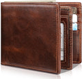 Mens Wallet Bifold Genuine Leather RFID Blocking Wallet for Men with 1 ID Windows 13 Card Holders 2 cash pockets 1 Gift Box