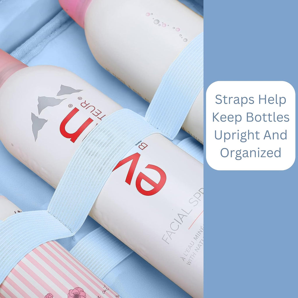 ESSENTE Women's Travel Toiletry Bag with Removable Pouch and Hanging Hook - Water Resistant Makeup Cosmetic Oraganizer with Multiple Compartments for Accessories (POWDER BLUE)