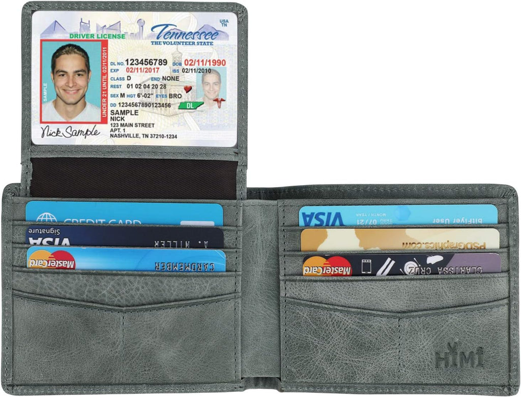 Wallet for Men-Genuine Leather RFID Blocking Bifold Stylish Wallet With 2 ID Window