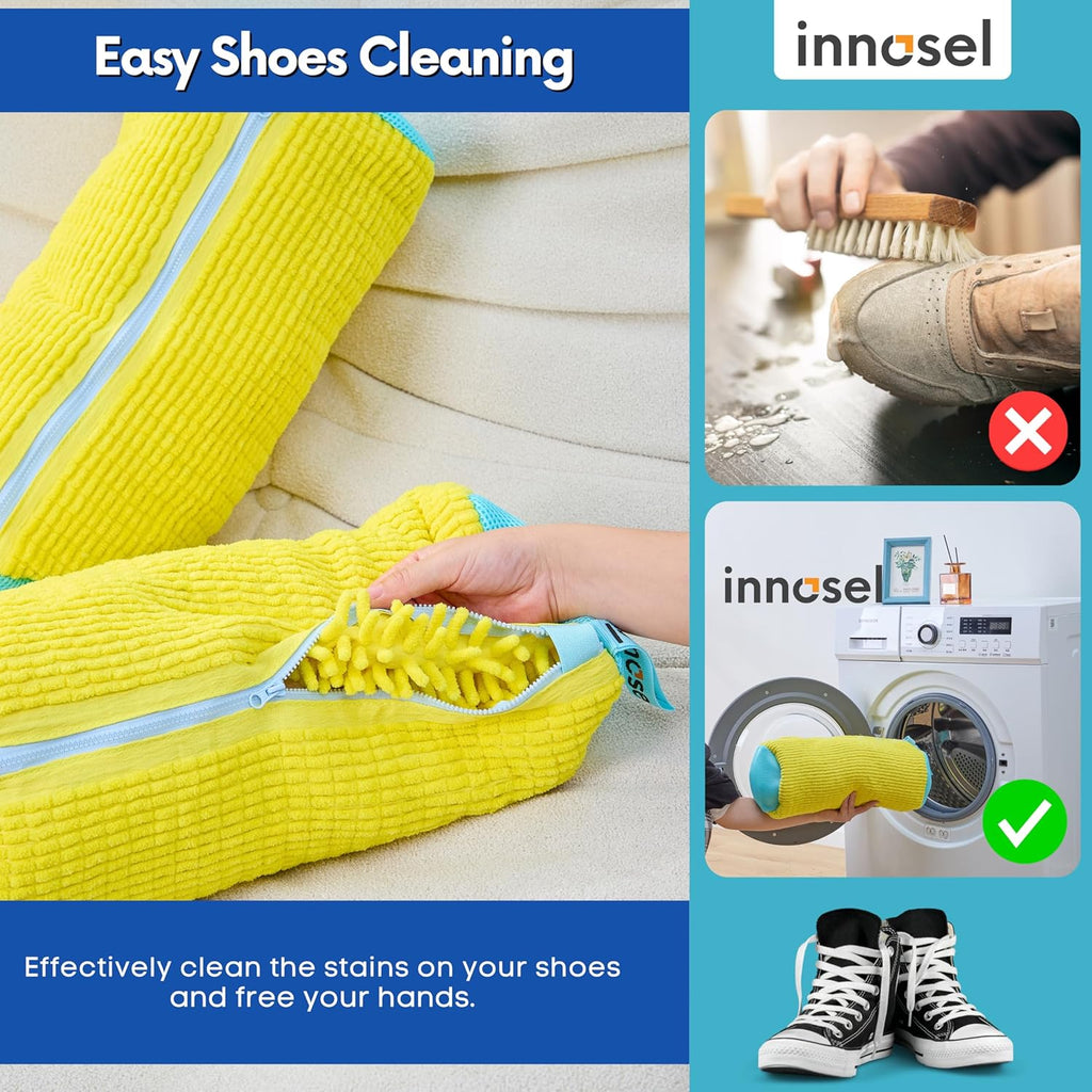 Shoe Washing Machine Bag | Laundry Shoe Bag for Washer and Dryer - Reusable Sneaker Washing Bag with Extra Strength & Secure Zipper | For All Shoes Types | Protects & Cleans Shoes - 2 Pack Large Size