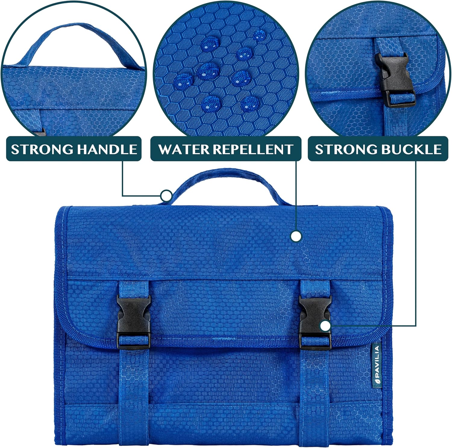 PAVILIA Travel Hanging Toiletry Bag for Women Men, Large Capacity Makeup Bag Kit, Waterproof Cosmetic Storage Organizer Case for Bathroom Shower, Black