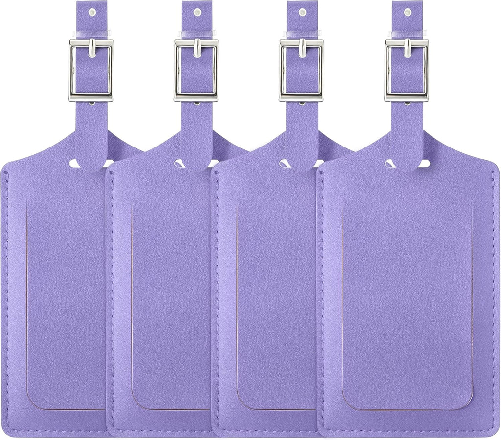 Travelambo Luggage Tags for Suitcases PU Leather Travel Tags Bag Tags Privacy Protection Travel Essentials