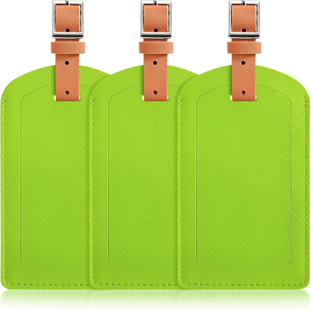 3 Pack Luggage Tags for Suitcases, TSA Approved Bag Tags, Baggage Tags with Privacy Protection, Travel Essentials Luggage Accessories, Green & Brown