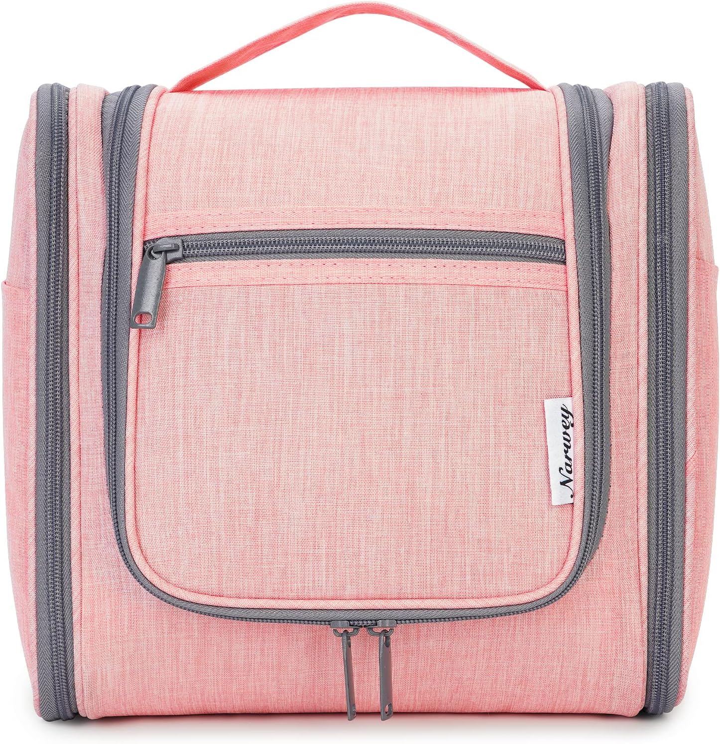 Narwey Hanging Toiletry Bag for Women Travel Makeup Bag Organizer Toiletries Bag for Cosmetics Essentials Accessories(Large, Pink)