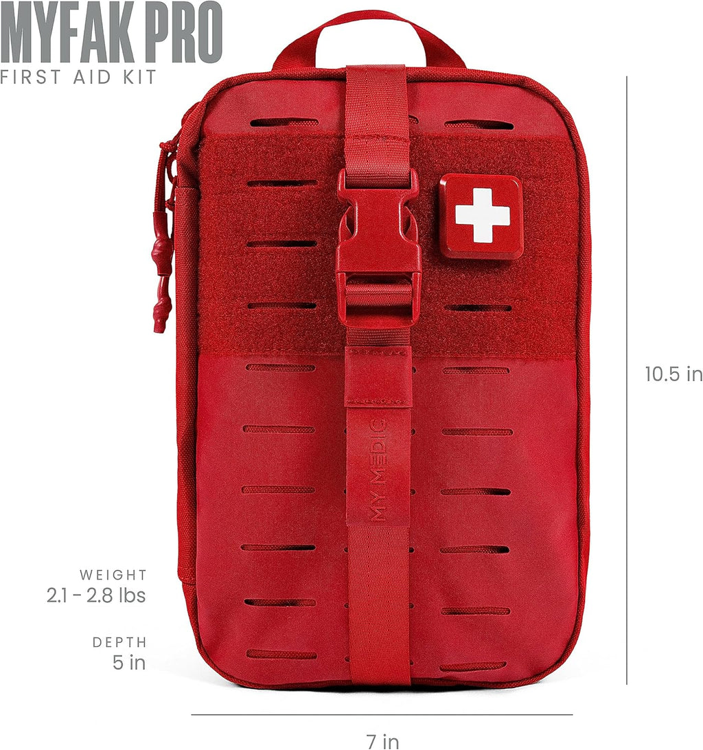 MY MEDIC MyFAK PRO Ifak First Aid Kit - 140 Life Saving Trauma and Medical Items - HSA FSA Home Medical Kit for Camping or Car - Red