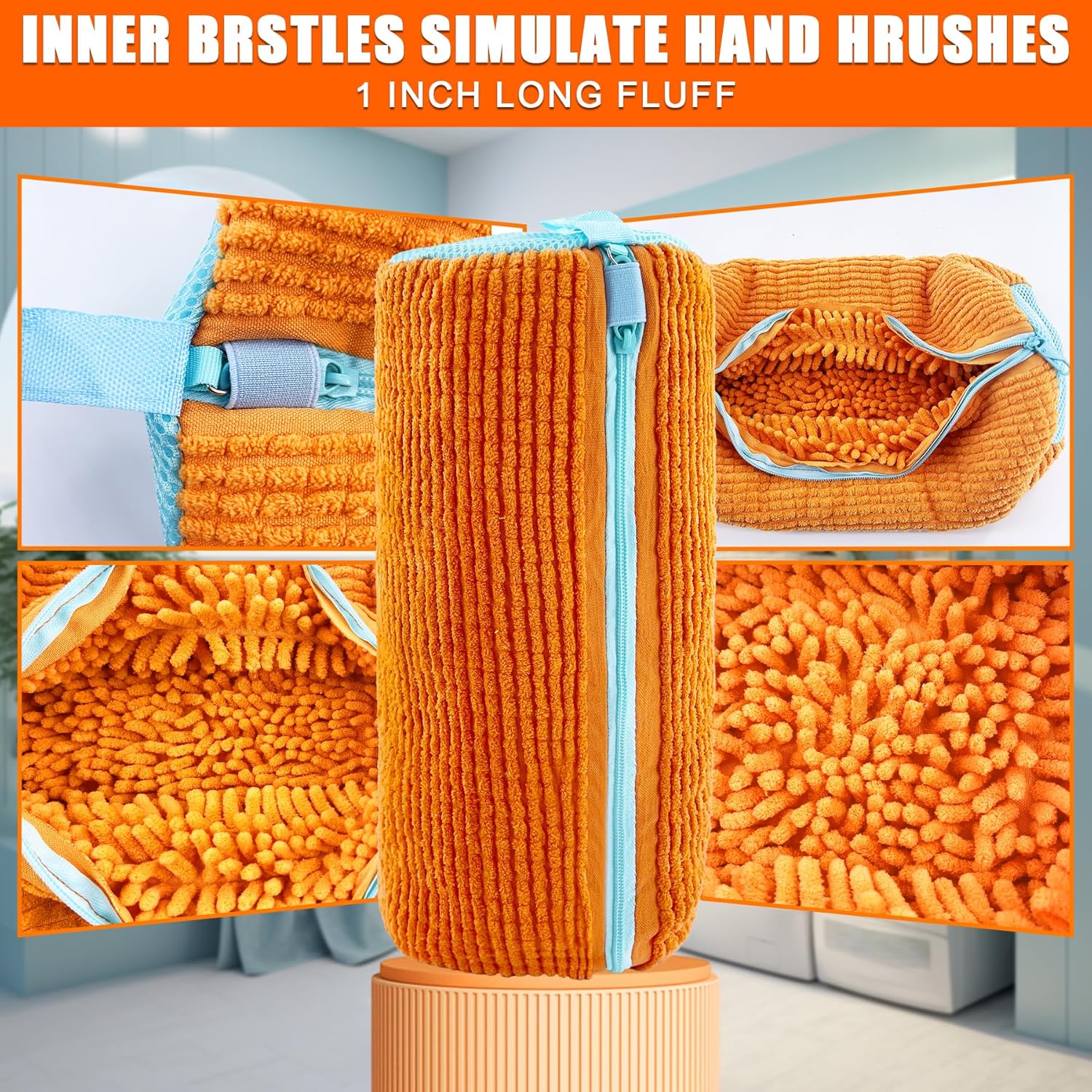 XXL Shoe Washing Machine Bag - 2-Pack Reusable Shoe Cleaning Bags, 360° Deep Clean for Sneakers, Tennis Shoes, and Slippers, Includes 2 Shoe Storage Dust Bags (Orange)