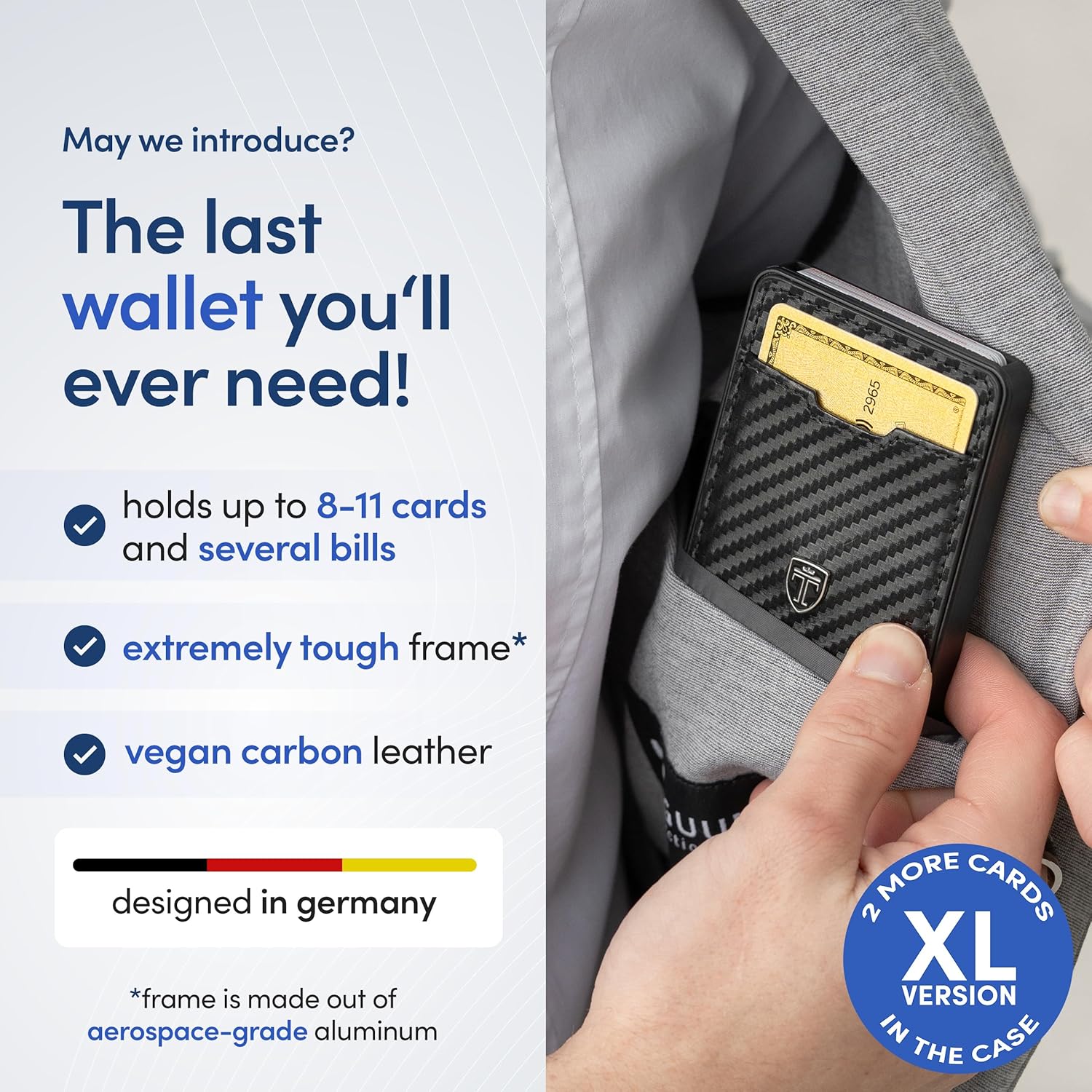 TRAVANDO Swype Slim Wallet for Men Metal RFID Blocking Mens Wallet Card Case (XL Carbon)