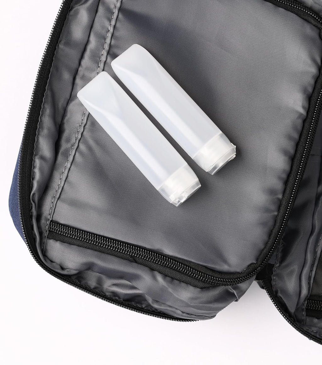 Toiletry Bag for Men & Women with 2 Reusable Bottles | Durable & Stylish Travel Toiletry Bag with Hanging Hook - Ample Storage Hanging Toiletry Bag