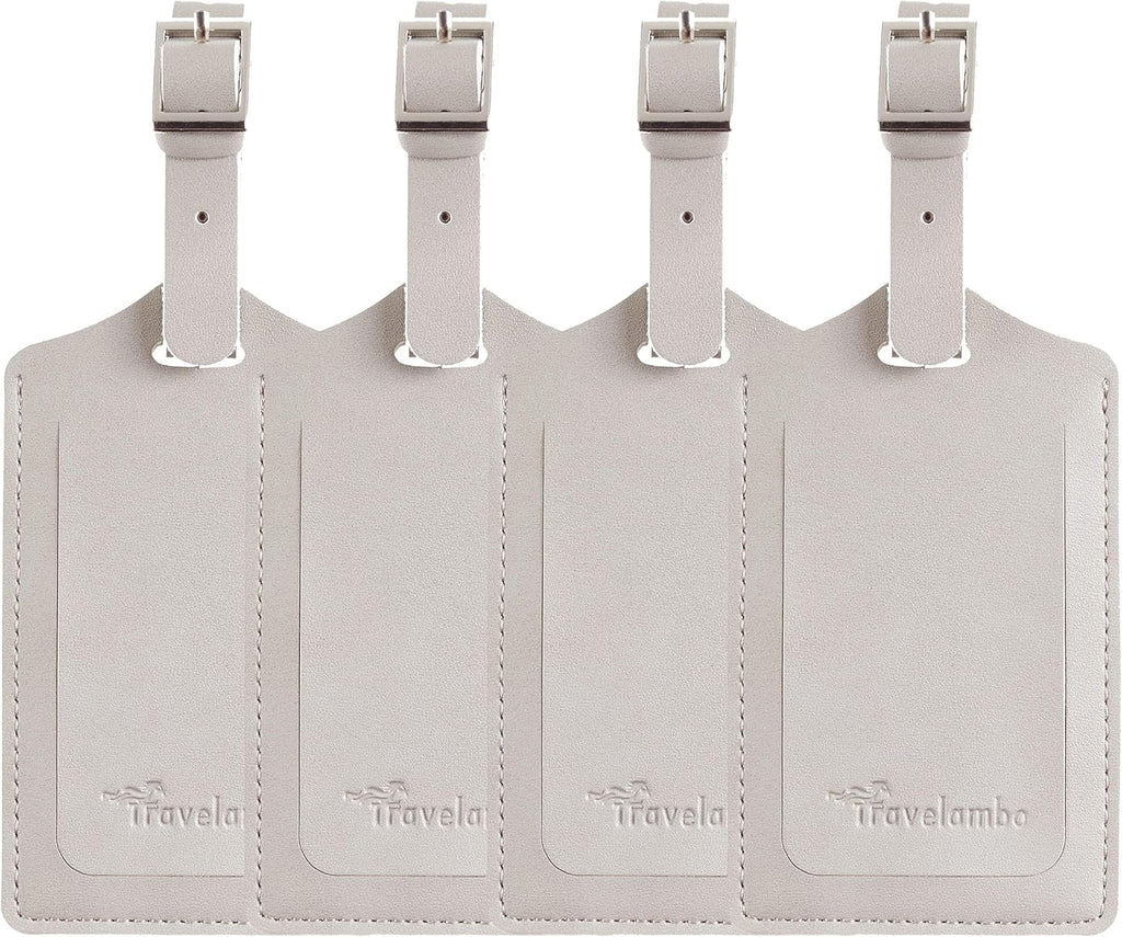Travelambo Luggage Tags for Suitcases PU Leather Travel Tags Bag Tags Privacy Protection Travel Essentials