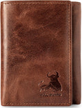 BULL GUARD Best Leather Men's RFID Trifold Wallet With ID Great Outdoor Wallet