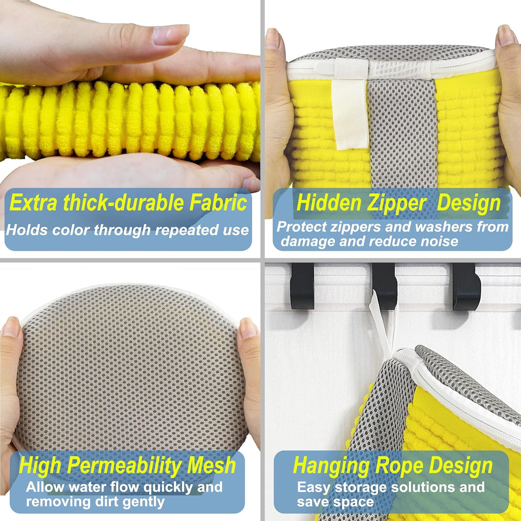 Shoe Washing Machine Bag – 360° Deep Clean Sneaker Laundry Bag with Cleaning Fibers and Zipper, Reusable Shoe Bag for Washing Machine, 2 Pack