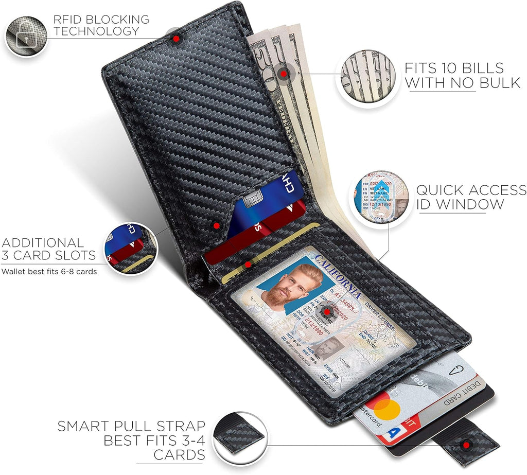 SERMAN BRANDS RFID Blocking Slim Bifold Genuine Leather Thin Minimalist Front Pocket Wallets for Men Billfold Wallet Men Gift