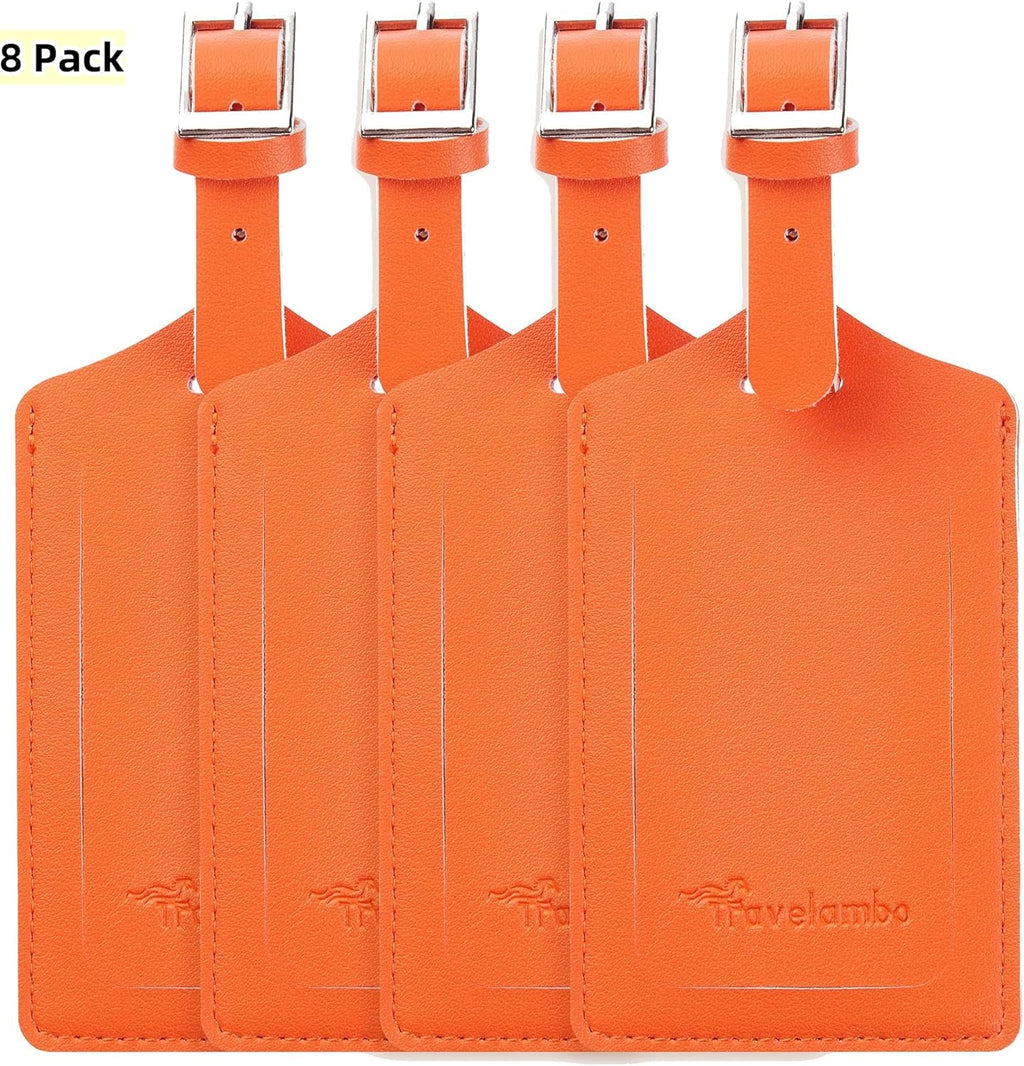 Travelambo Luggage Tags for Suitcases PU Leather Travel Tags Bag Tags Privacy Protection Travel Essentials