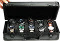 10 slots Aluminum watch case, Hard Deluxe watch storage organizer box with soft foam padding snug fit watches up to 55mm face