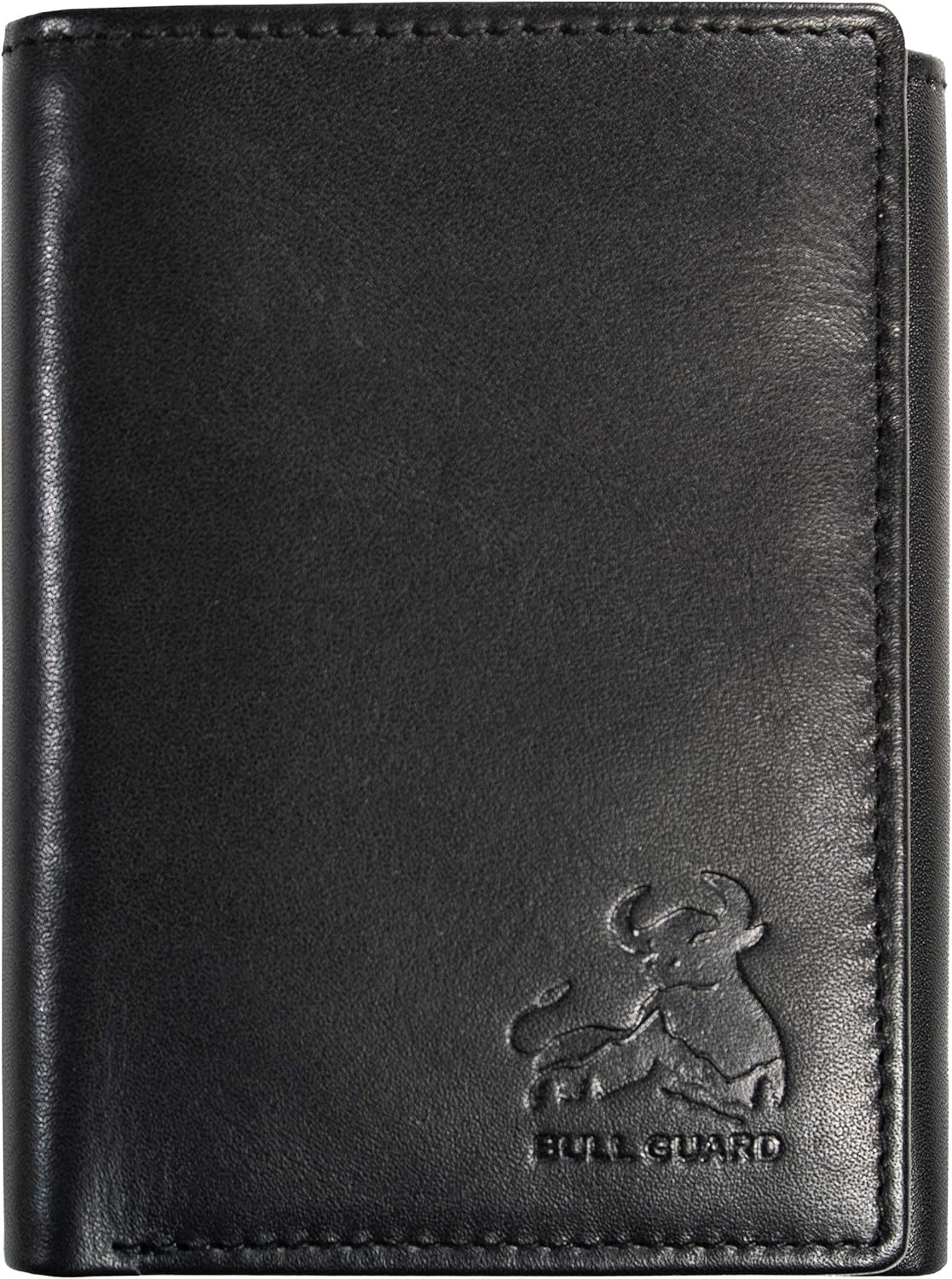 BULL GUARD Genuine Nappa Leather Trifold Wallet For Men RFID And ID Window