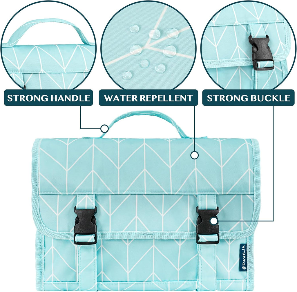 PAVILIA Travel Hanging Toiletry Bag for Women Men, Large Capacity Makeup Bag Kit, Waterproof Cosmetic Storage Organizer Case for Bathroom Shower, Black